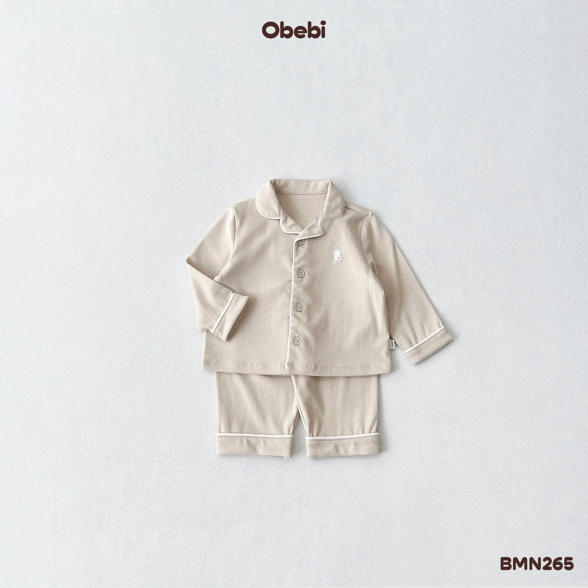 BMN265 – Bộ Pyjama Trẻ Em Thu Đông Phối Viền Tinh Tế Obebi