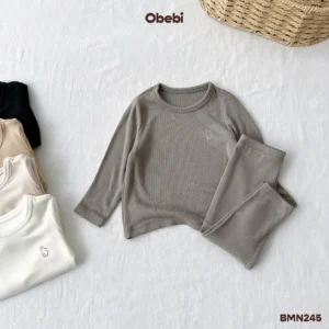 BMN245 – Bộ Mặc Nhà Trẻ Em Thu Đông Vải Co Giãn Mềm Mịn Obebi