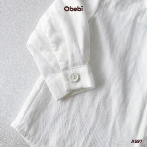 A597 – Áo Sơ Mi Dài Tay Cổ Không Chân Thêu Con Thỏ Thương Hiệu Obebi