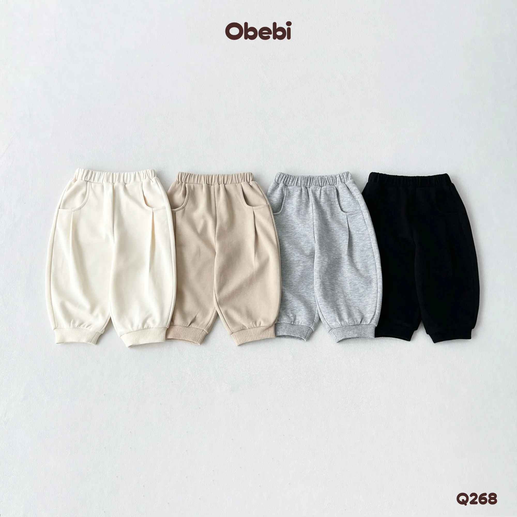 Q268 – Quần Nỉ Trẻ Em Thu Đông Vải Nỉ Mềm Obebi