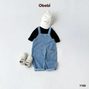 Y135 – Quần Yếm Trẻ Em Thu Đông Vải Jean Mềm Mịn Obebi
