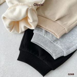 Q268 – Quần Nỉ Trẻ Em Thu Đông Vải Nỉ Mềm Obebi