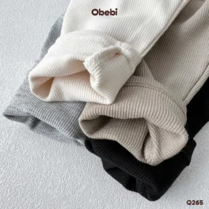 Q265 – Quần Legging Trẻ Em Thu Đông Cotton Gân Mềm Mịn Obebi