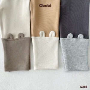 Q266 – Quần Legging Trẻ Em Thu Đông Tai Gấu Phối Màu Obebi