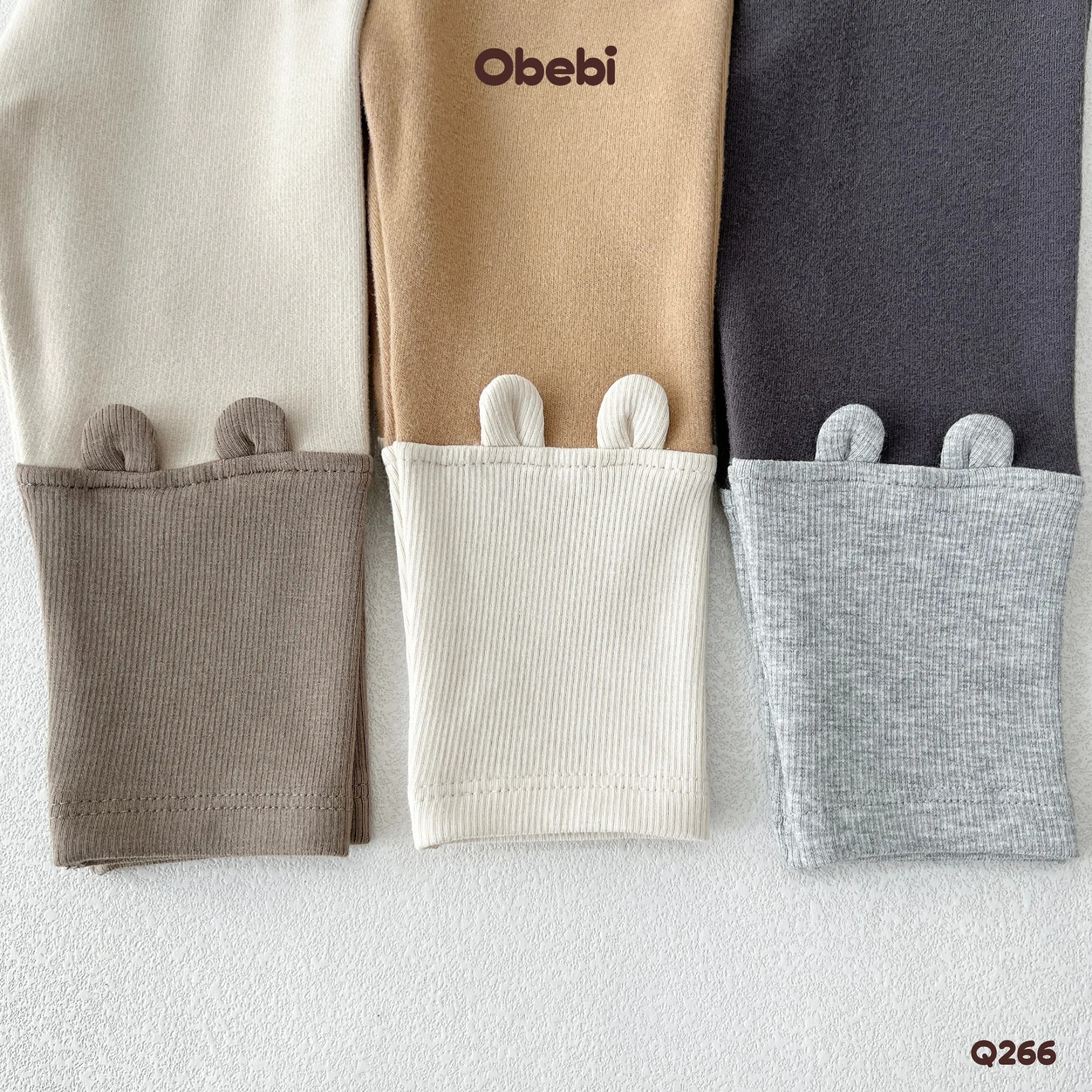 Q266 – Quần Legging Trẻ Em Thu Đông Tai Gấu Phối Màu Obebi