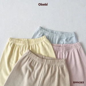 BMN263 – Bộ Mặc Nhà Trẻ Em Thu Đông Viền Gấu Bo Cong Hình In Nhỏ Dễ Thương Obebi