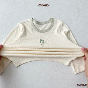 BMN242 – Bộ Mặc Nhà Trẻ Em Thu Đông Vải Gân Họa Tiết Nhân Vật Hoa Quả Obebi