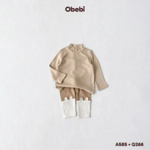 Q266 – Quần Legging Trẻ Em Thu Đông Tai Gấu Phối Màu Obebi