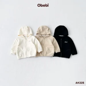 AK225 – Áo Khoác Nỉ Trẻ Em Thu Đông Hình Thêu Dễ Thương Obebi