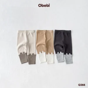 Q266 – Quần Legging Trẻ Em Thu Đông Tai Gấu Phối Màu Obebi