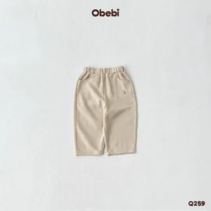 Q259 – Quần Nỉ Dài Phom Baggy Trẻ Em Hình Thêu Con Gấu Thương Hiệu Obebi