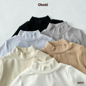 A614 – Áo Thun Giữ Nhiệt Trẻ Em Thu Đông Cổ 3 Phân Mềm Mại Giữ Nhiệt Obebi