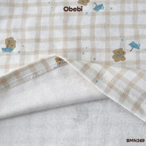 BMN269 – Bộ Mặc Nhà Trẻ Em Thu Đông In Tràn Kẻ Và Nhân Vật Dễ Thương Obebi
