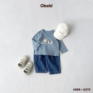 Q273 – Quần Jean Kẻ Phom Balloon Trẻ Em Obebi
