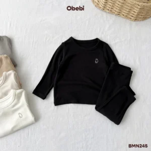 BMN245 – Bộ Mặc Nhà Trẻ Em Thu Đông Vải Co Giãn Mềm Mịn Obebi