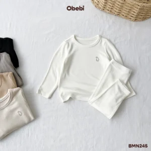 BMN245 – Bộ Mặc Nhà Trẻ Em Thu Đông Vải Co Giãn Mềm Mịn Obebi