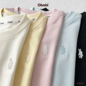 A582 – Áo Thun Dài Tay Trẻ Em Thu Đông Vải Co Giãn Mềm Mịn Obebi