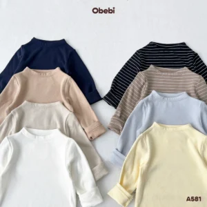 A581 – Áo Thun Giữ Nhiệt Trẻ Em Thu Đông Cổ Leo Obebi