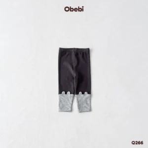 Q266 – Quần Legging Trẻ Em Thu Đông Tai Gấu Phối Màu Obebi
