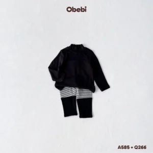 Q266 – Quần Legging Trẻ Em Thu Đông Tai Gấu Phối Màu Obebi