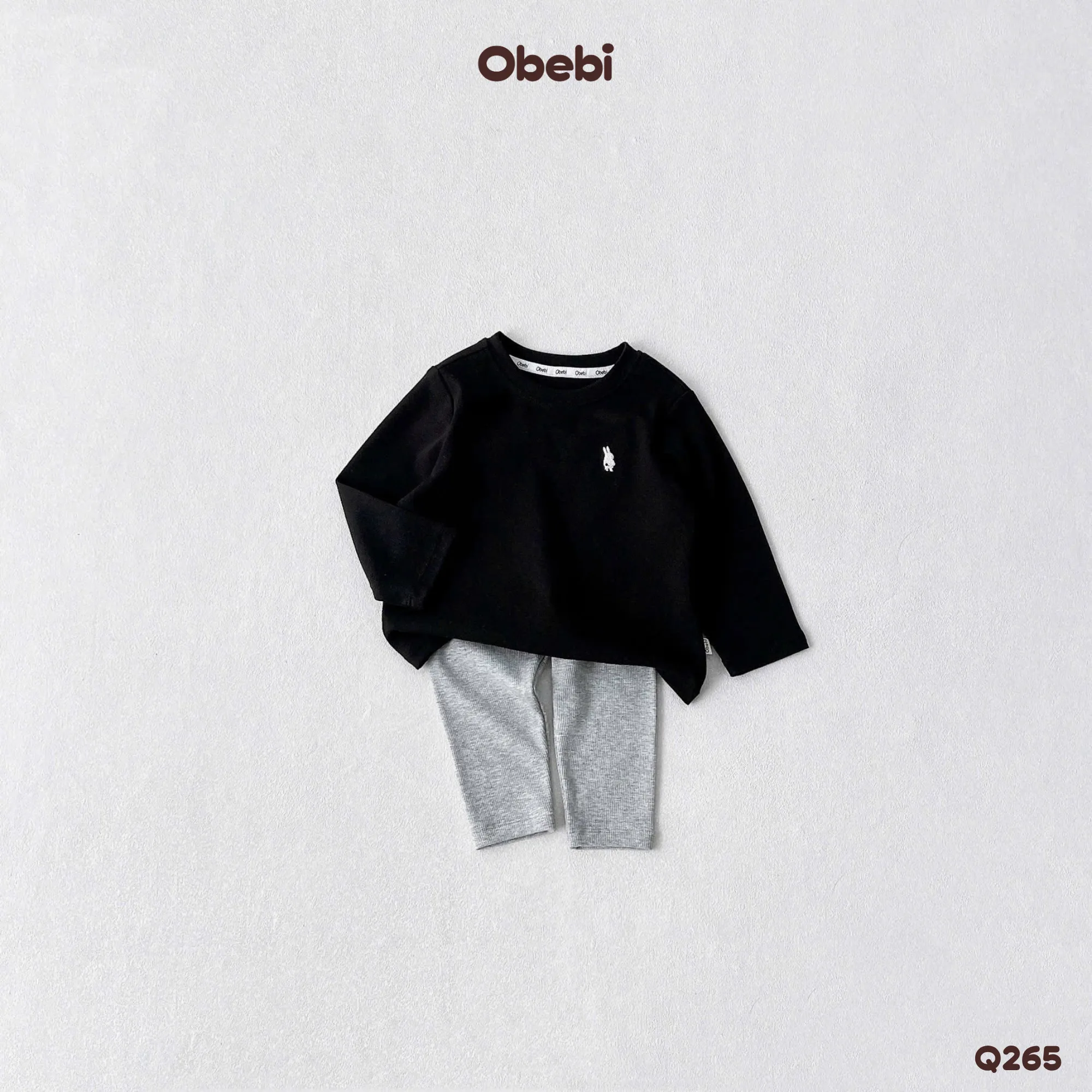 Q265 – Quần Legging Trẻ Em Thu Đông Cotton Gân Mềm Mịn Obebi