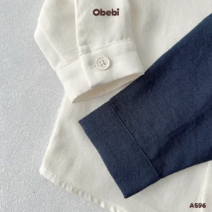 A596 – Áo Sơ Mi Dài Tay Trẻ Em Thu Đông Cổ Tàu Obebi
