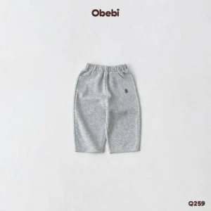 Q259 – Quần Nỉ Dài Phom Baggy Trẻ Em Hình Thêu Con Gấu Thương Hiệu Obebi