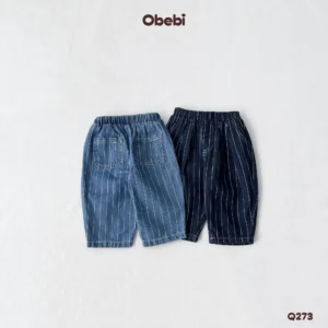 Q273 – Quần Jean Kẻ Phom Balloon Trẻ Em Obebi