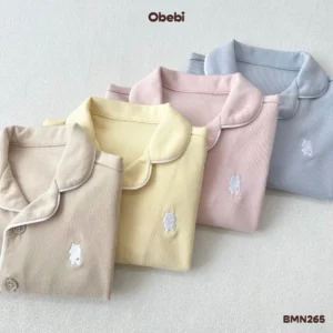 BMN265 – Bộ Pyjama Trẻ Em Thu Đông Phối Viền Tinh Tế Obebi
