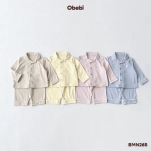 BMN265 – Bộ Pyjama Trẻ Em Thu Đông Phối Viền Tinh Tế Obebi