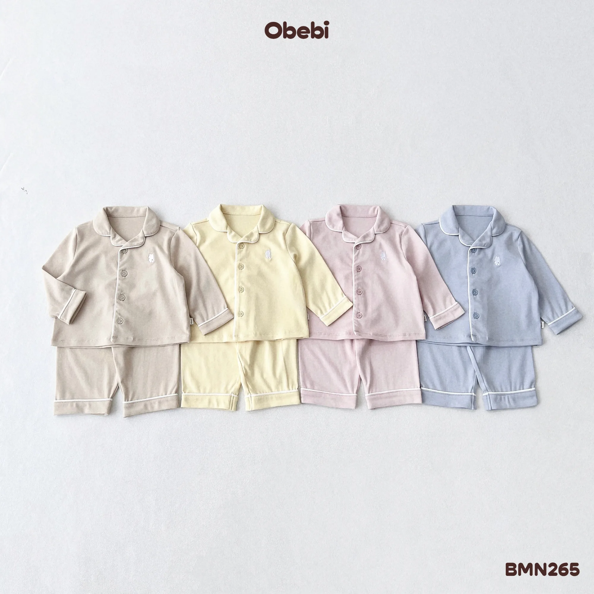 BMN265 – Bộ Pyjama Trẻ Em Thu Đông Phối Viền Tinh Tế Obebi