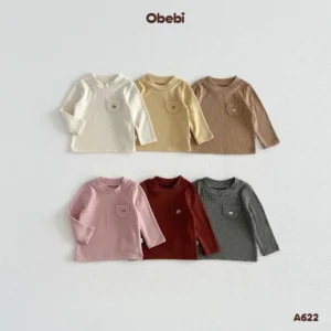 A622-Áo giữ nhiệt trẻ em thu đông hình thêu túi đặc sắc Obebi