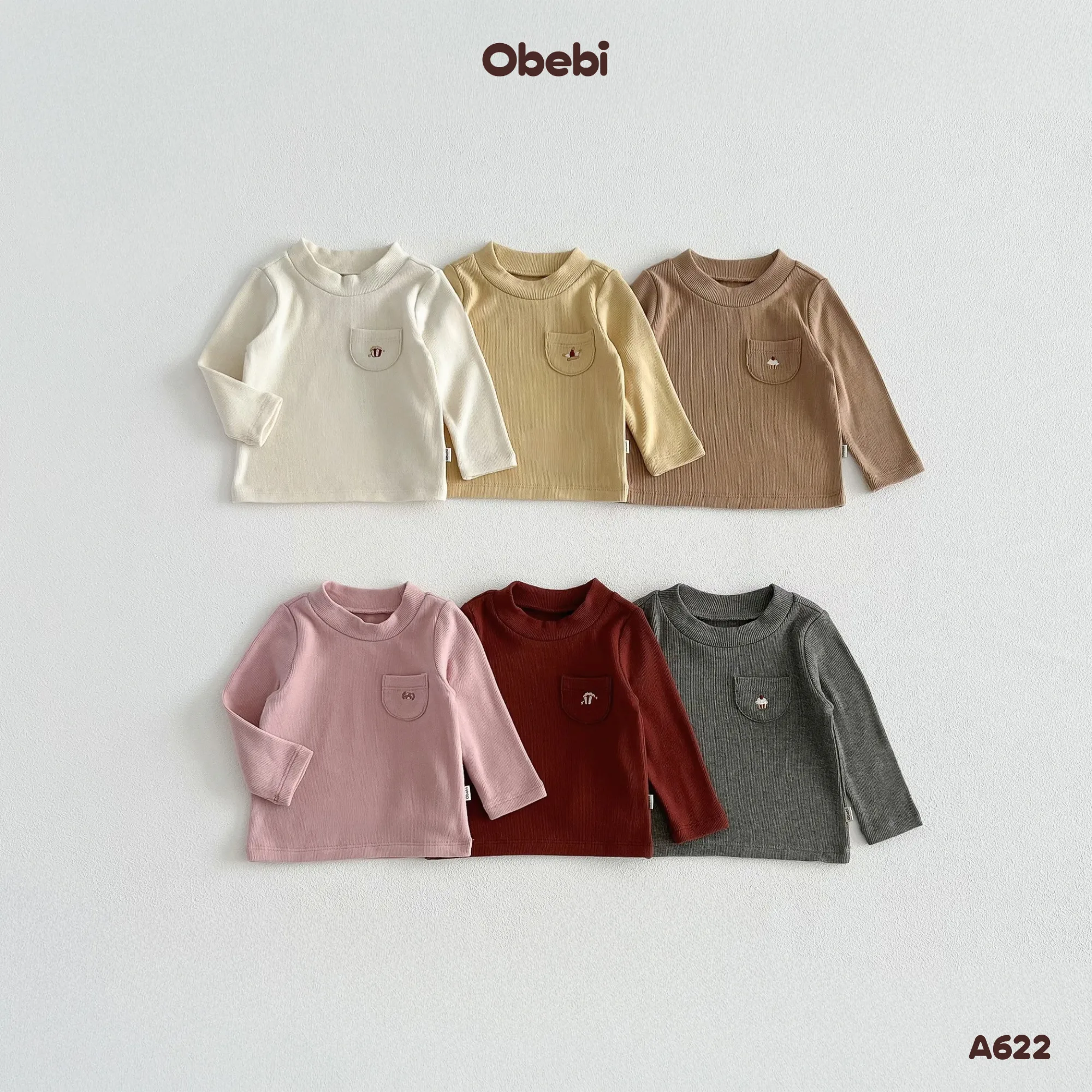 A622-Áo giữ nhiệt trẻ em thu đông hình thêu túi đặc sắc Obebi