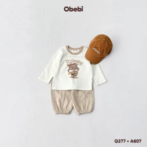 Q277 – Quần Nỉ Trẻ Em Thu Đông Thêu Chữ Ly Gối Obebi