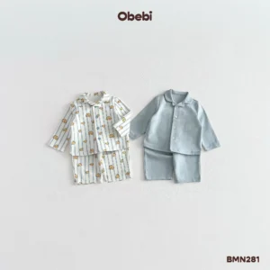 BMN281 – Bộ pyjama trẻ em thu đông in họa tiết Obebi
