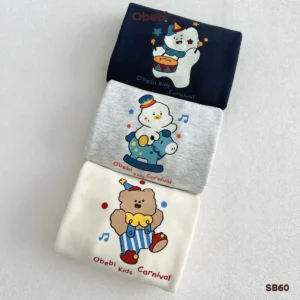 SB60 – Bộ nỉ trẻ em thu đông phối cổ hình in nhân vật thương hiệu Obebi