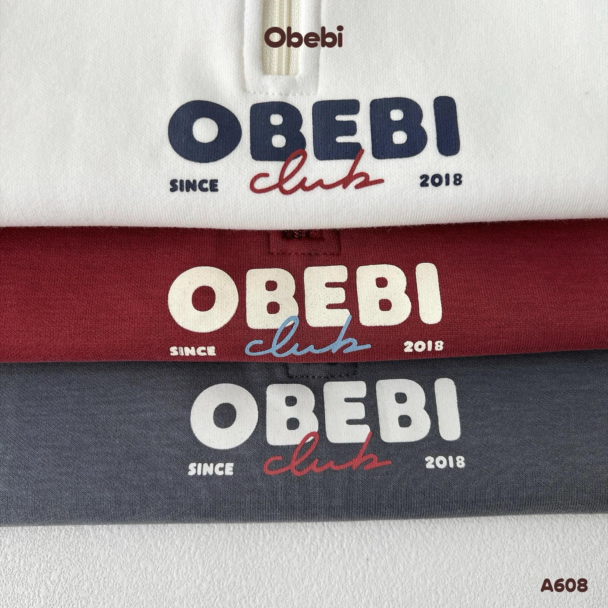 A608 – Áo Nỉ Trẻ Em Thu Đông Cổ Polo Phối Màu Obebi