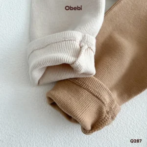 Q287-Quần legging trẻ em thu đông vải gân ấm áp Obebi