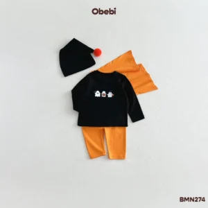BMN274 – Set Bộ Trẻ Em Thu Đông Halloween Bí Ngô Obebi
