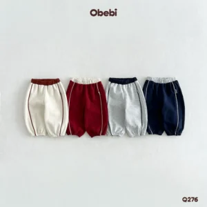 Q276 – Quần Nỉ Trẻ Em Thu Đông Phối Màu Cạp Thể Thao Obebi