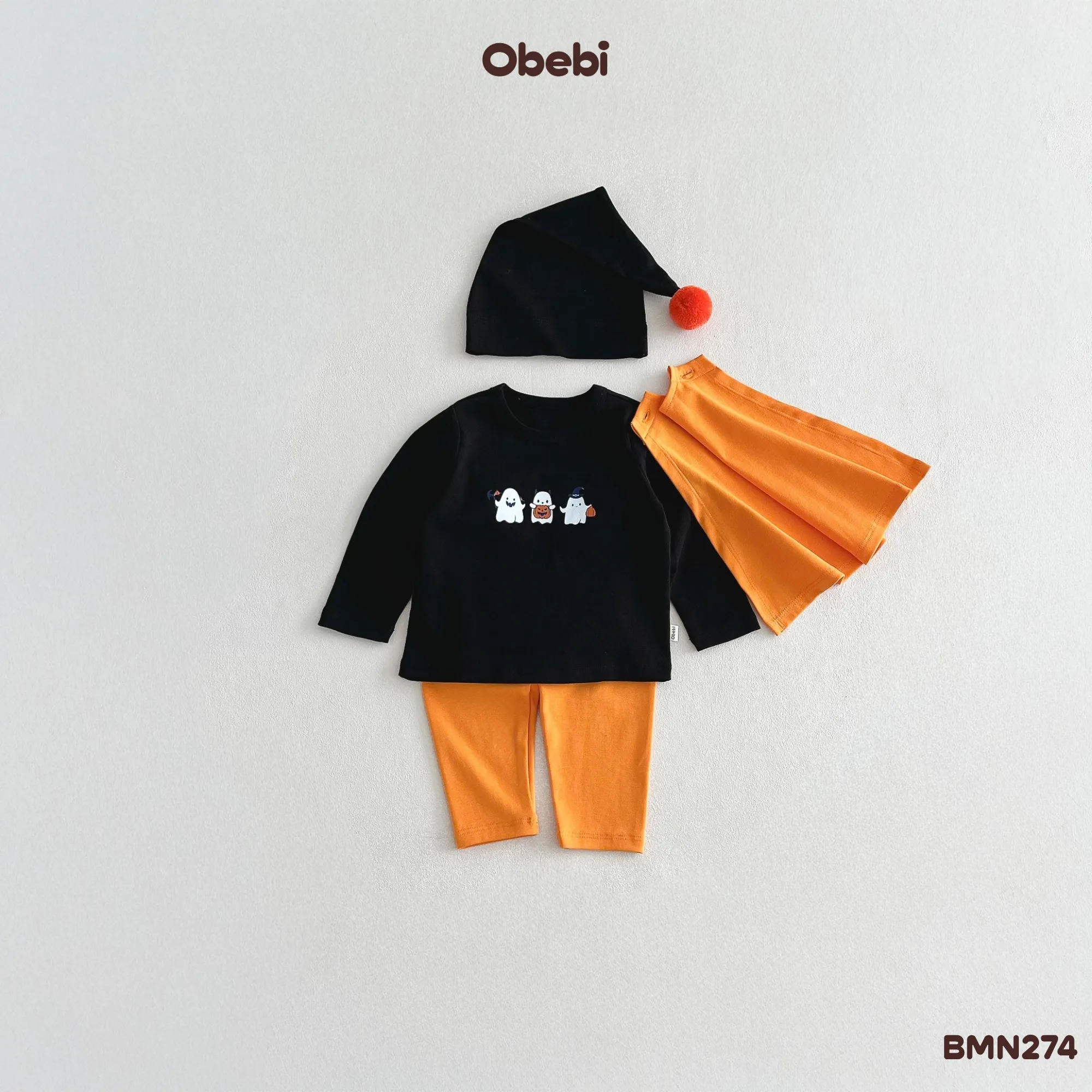 BMN274 – Set Bộ Trẻ Em Thu Đông Halloween Bí Ngô Obebi