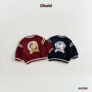 AK229 – Áo Khoác Nỉ Bomber Trẻ Em Thu Đông Thể Thao Obebi