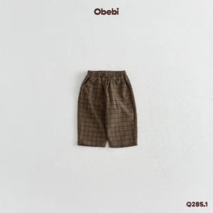 Q285.1-Quần nhung tăm trẻ em thu đông in họa tiết Obebi