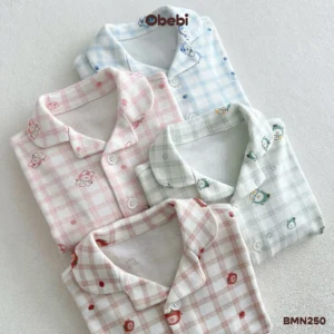 BMN250 – Bộ Pyjama Trẻ Em Thu Đông In Họa Tiết Đáng Yêu Obebi