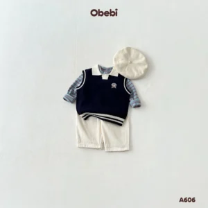 A606 – Áo Len Gile Trẻ Em Thu Đông Patch Thêu Obebi