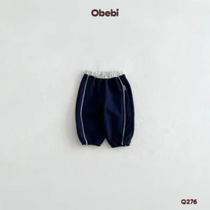 Q276 – Quần Nỉ Trẻ Em Thu Đông Phối Màu Cạp Thể Thao Obebi