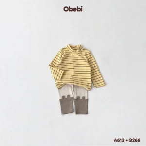 A613 – Áo Giữ Nhiệt Kẻ Ngang Cổ 3 Phân Trẻ Em Thu Đông Obebi