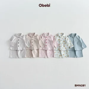 BMN281 – Bộ pyjama trẻ em thu đông in họa tiết Obebi