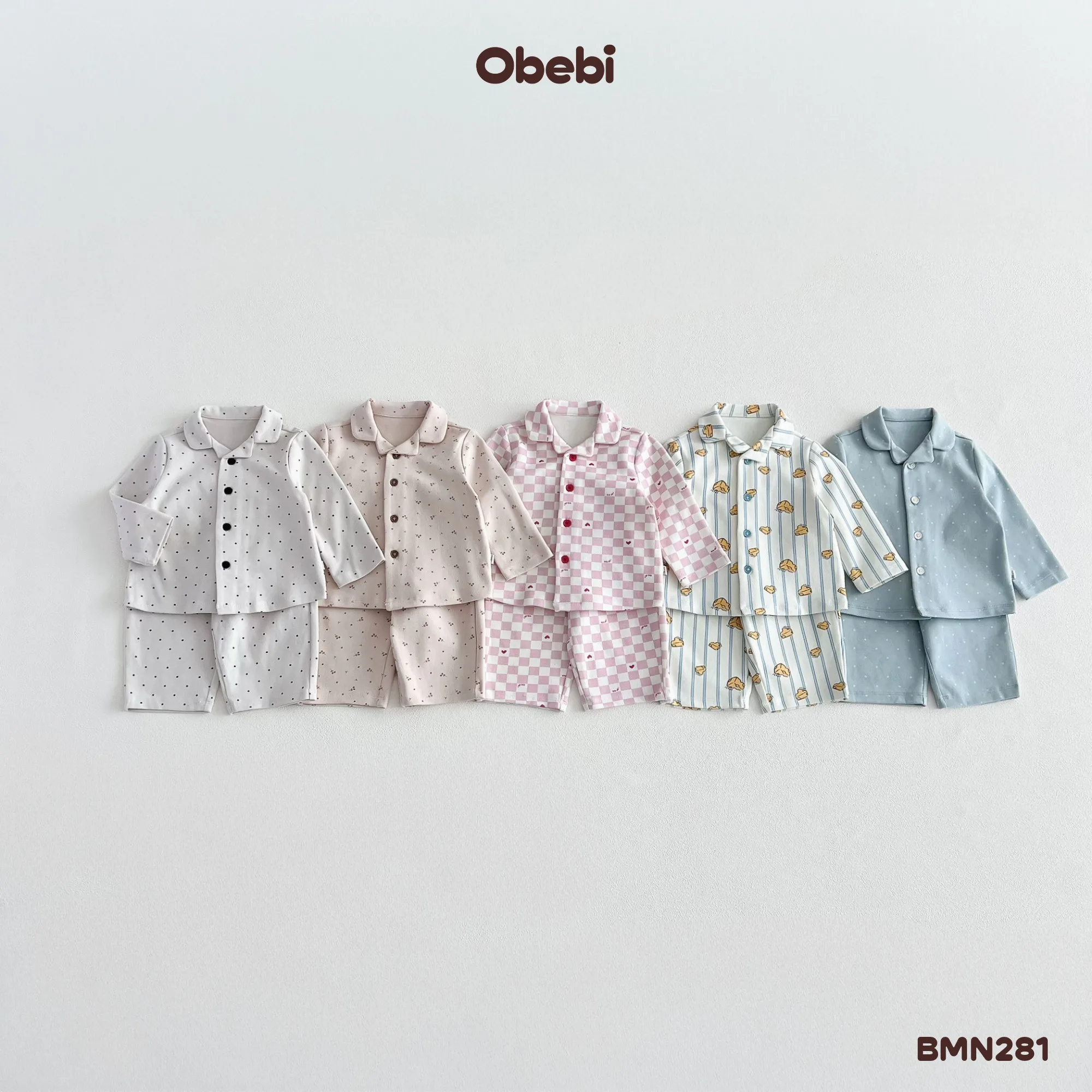 BMN281 – Bộ pyjama trẻ em thu đông in họa tiết Obebi