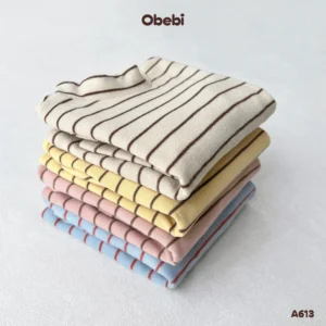 A613 – Áo Giữ Nhiệt Kẻ Ngang Cổ 3 Phân Trẻ Em Thu Đông Obebi